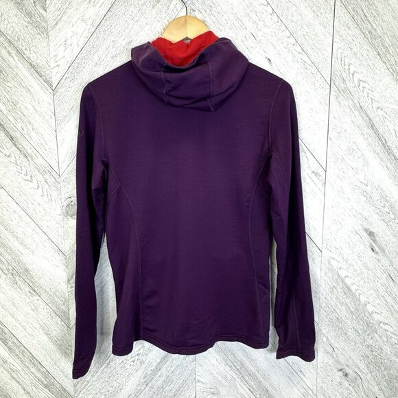 Icebreaker Merino Womens Size Small Full Zip Hooded Jacket Purple Wool - Picture 3 of 5